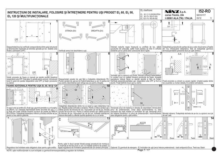 Manual de instalare, folosire și întreținere – PROGET (română)