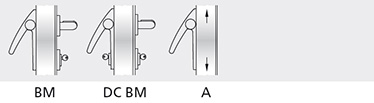 variatii optionale variatii optionale Microswitch si cablu de semnalizare a deschiderii usii
Versiunile LP si LA pot avea bara orizontala cu nuante din gama RAL Modelul LP poate avea maner din inox